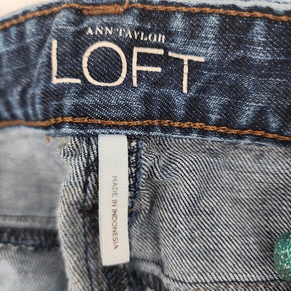 ANN TAYLOR Loft Modern Straight Dark Wash Blue Jeans 0 (25) - Picture 7 of 9
